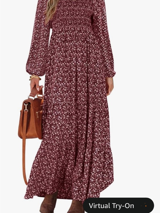 PrettyGarden Dresses & Skirts - PrettyGarden Burgundy Floral Midi Dress